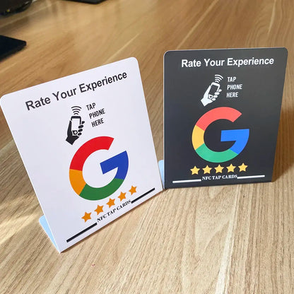 Google Review NFC Pedestal Stand NFC Mobile phone Tap Review plaque URL Writing Social Media Business Review Cards